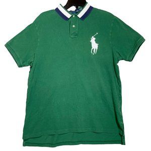 Polo Ralph Lauren Shirt Men XL Big Pony Rugby Retro Logo Button Design Green Str